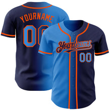 Charger l&#39;image dans la galerie, Custom Navy Electric Blue-Orange Authentic Gradient Fashion Baseball Jersey
