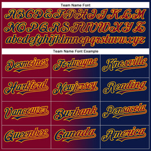 Custom Navy Maroon-Gold Authentic Gradient Fashion Baseball Jersey