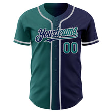 Загрузить изображение в средство просмотра галереи, Custom Navy Teal-Gray Authentic Gradient Fashion Baseball Jersey
