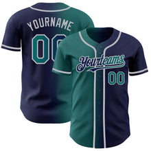 Загрузить изображение в средство просмотра галереи, Custom Navy Teal-Gray Authentic Gradient Fashion Baseball Jersey
