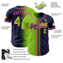 Charger l&#39;image dans la galerie, Custom Navy Neon Green-Pink Authentic Gradient Fashion Baseball Jersey
