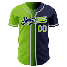 Charger l&#39;image dans la galerie, Custom Navy Neon Green-Gray Authentic Gradient Fashion Baseball Jersey
