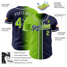 Charger l&#39;image dans la galerie, Custom Navy Neon Green-Gray Authentic Gradient Fashion Baseball Jersey
