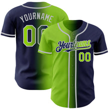 Charger l&#39;image dans la galerie, Custom Navy Neon Green-Gray Authentic Gradient Fashion Baseball Jersey
