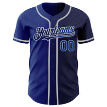 Charger l&#39;image dans la galerie, Custom Navy Royal-Gray Authentic Gradient Fashion Baseball Jersey
