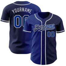 Charger l&#39;image dans la galerie, Custom Navy Royal-Gray Authentic Gradient Fashion Baseball Jersey
