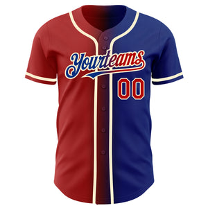 Custom Royal Red-Cream Authentic Gradient Fashion Baseball Jersey