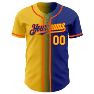 Custom Royal Yellow-Orange Authentic Gradient Fashion Baseball Jersey