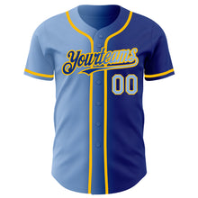 Загрузить изображение в средство просмотра галереи, Custom Royal Light Blue-Gold Authentic Gradient Fashion Baseball Jersey
