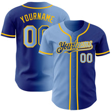 Загрузить изображение в средство просмотра галереи, Custom Royal Light Blue-Gold Authentic Gradient Fashion Baseball Jersey
