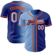 Загрузить изображение в средство просмотра галереи, Custom Royal Light Blue-Orange Authentic Gradient Fashion Baseball Jersey
