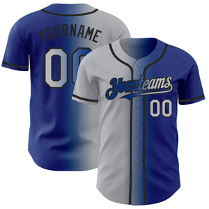 Custom Royal Gray-Black Authentic Gradient Fashion Baseball Jersey