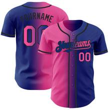 Charger l&#39;image dans la galerie, Custom Royal Pink-Black Authentic Gradient Fashion Baseball Jersey
