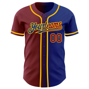 Custom Royal Maroon-Gold Authentic Gradient Fashion Baseball Jersey