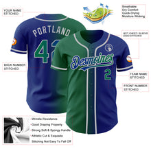 Load image into Gallery viewer, Custom Royal Kelly Green-Gray Authentic Gradient Fashion Baseball Jersey
