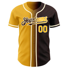 Загрузить изображение в средство просмотра галереи, Custom Brown Gold-Cream Authentic Gradient Fashion Baseball Jersey
