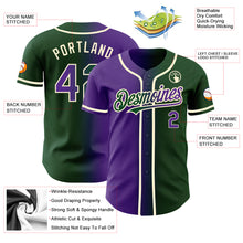 Charger l&#39;image dans la galerie, Custom Green Purple-Cream Authentic Gradient Fashion Baseball Jersey
