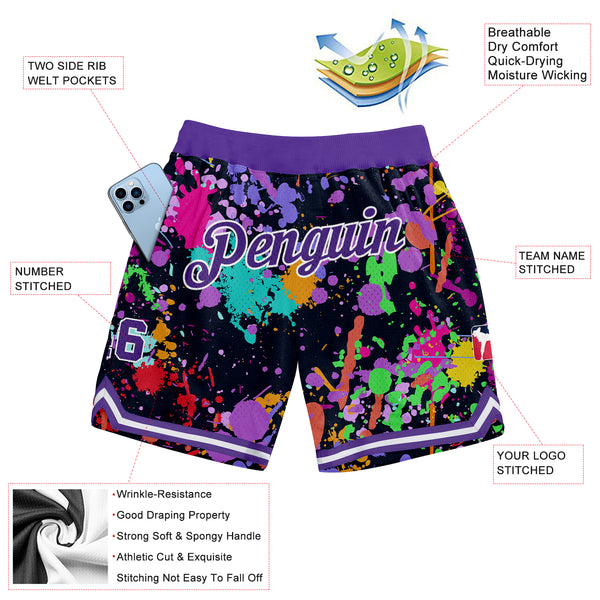 Cheap Custom Graffiti Pattern Purple-White 3D Splashes Authentic