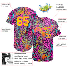 Load image into Gallery viewer, Custom Graffiti Pattern Gold-Pink 3D Colorful Leopard Authentic Baseball Jersey
