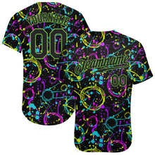 Load image into Gallery viewer, Custom Graffiti Pattern Black-Neon Green 3D Neon Splatter Authentic Baseball Jersey
