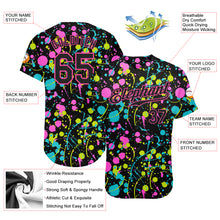 Load image into Gallery viewer, Custom Graffiti Pattern Black-Pink 3D Neon Splatter Authentic Baseball Jersey
