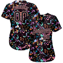 Load image into Gallery viewer, Custom Graffiti Pattern Black-Medium Pink 3D Expressive Splatter Authentic Baseball Jersey
