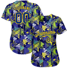 Load image into Gallery viewer, Custom Graffiti Pattern Royal-Gold 3D Creative Geometric Figures Triangle And Dots Authentic Baseball Jersey
