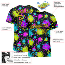 Загрузить изображение в средство просмотра галереи, Custom Graffiti Pattern Black-Gold 3D Neon Splatter Performance T-Shirt
