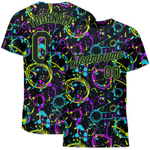 Загрузить изображение в средство просмотра галереи, Custom Graffiti Pattern Black-Neon Green 3D Neon Splatter Performance T-Shirt
