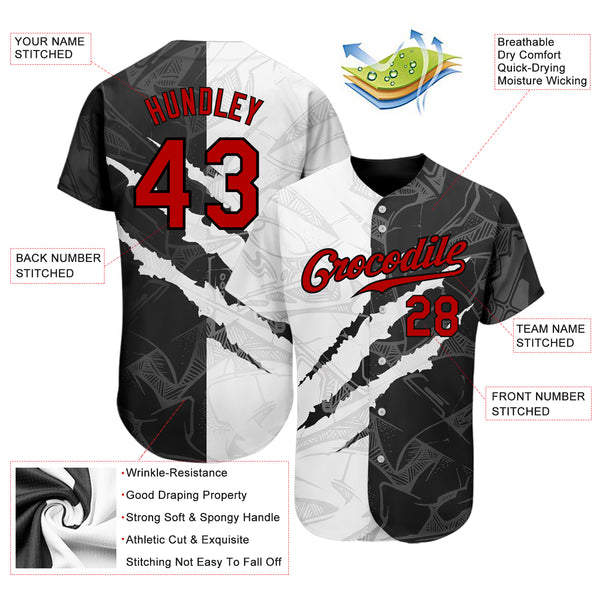 Cheap Custom Red Red-White 3D Pattern Design Authentic Baseball Jersey Free  Shipping – CustomJerseysPro