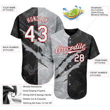 Load image into Gallery viewer, Custom Graffiti Pattern White Gray-Red 3D Scratch Authentic Baseball Jersey
