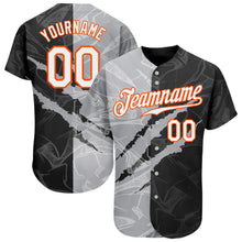 Load image into Gallery viewer, Custom Graffiti Pattern White Gray-Orange 3D Scratch Authentic Baseball Jersey
