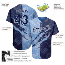 Load image into Gallery viewer, Custom Graffiti Pattern Navy-Light Blue 3D Scratch Authentic Baseball Jersey
