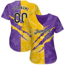 Laden Sie das Bild in den Galerie-Viewer, Custom Graffiti Pattern Black Yellow-Purple 3D Scratch Authentic Baseball Jersey
