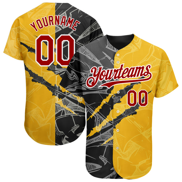 Custom Yellow Red-Black Authentic Baseball Jersey