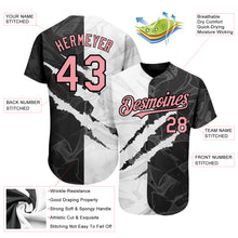 Load image into Gallery viewer, Custom Graffiti Pattern Medium Pink-Black 3D Scratch Authentic Baseball Jersey
