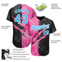 Загрузить изображение в средство просмотра галереи, Custom Graffiti Pattern Sky Blue Black-Pink 3D Scratch Authentic Baseball Jersey
