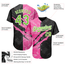 Загрузить изображение в средство просмотра галереи, Custom Graffiti Pattern Neon Green Black-Pink 3D Scratch Authentic Baseball Jersey
