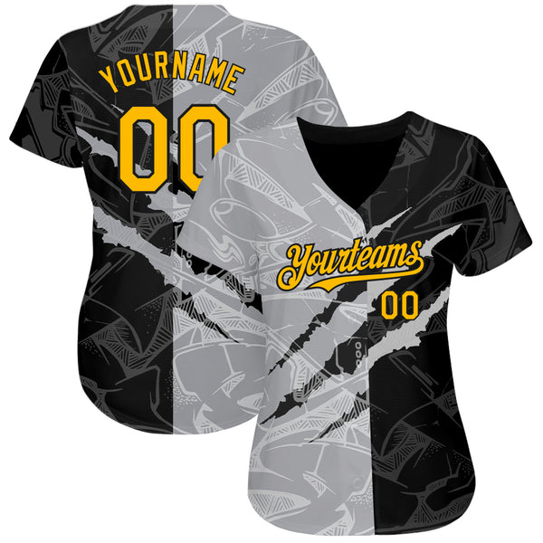 Cheap Custom Gold Gold-Black 3D Pattern Design Authentic Baseball Jersey  Free Shipping – CustomJerseysPro