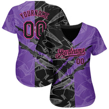 Загрузить изображение в средство просмотра галереи, Custom Graffiti Pattern Black Purple-Pink 3D Scratch Authentic Baseball Jersey
