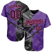 Загрузить изображение в средство просмотра галереи, Custom Graffiti Pattern Black Purple-Pink 3D Scratch Authentic Baseball Jersey
