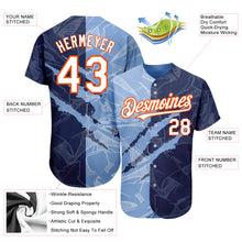 Load image into Gallery viewer, Custom Graffiti Pattern White Navy Light Blue-Orange 3D Scratch Authentic Baseball Jersey
