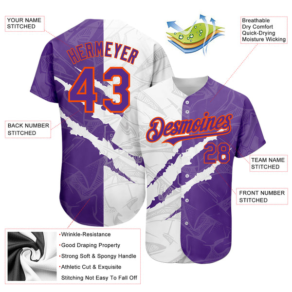 Cheap Custom Graffiti Pattern Purple-Orange 3D Scratch Authentic Baseball  Jersey Free Shipping – CustomJerseysPro