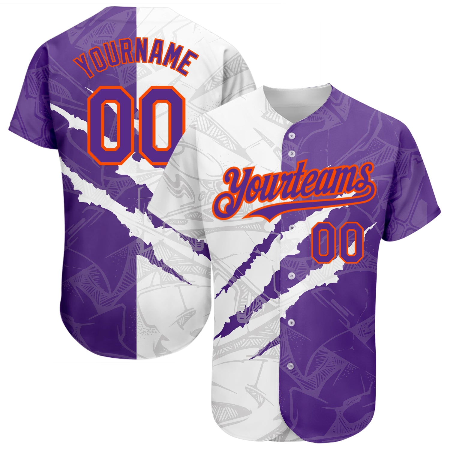 Cheap Custom Graffiti Pattern Purple-Orange 3D Scratch Authentic Baseball  Jersey Free Shipping – CustomJerseysPro