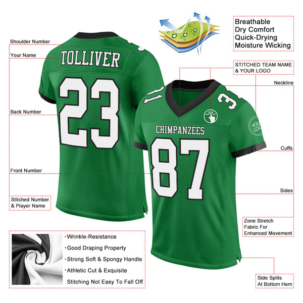 Custom Grass Green Red-Black Mesh Authentic Throwback Football Jersey  Discount