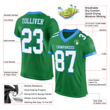 Load image into Gallery viewer, Custom Grass Green White-Powder Blue Mesh Authentic Football Jersey
