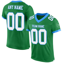 Load image into Gallery viewer, Custom Grass Green White-Powder Blue Mesh Authentic Football Jersey
