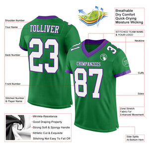 Custom Grass Green White-Purple Mesh Authentic Football Jersey