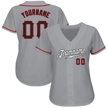 Load image into Gallery viewer, Custom Gray Black-Red Authentic Baseball Jersey
