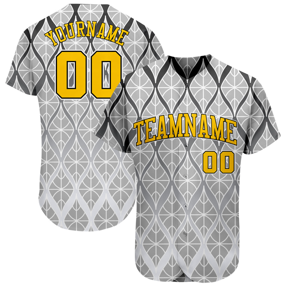 Cheap Custom Gold Black 3D Pattern Design Authentic Baseball Jersey Free  Shipping – CustomJerseysPro